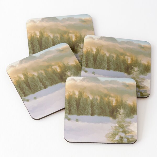 Item preview, Winter Forest Firs Golden Light Reflected On Snow designed and sold by miraminerva09.