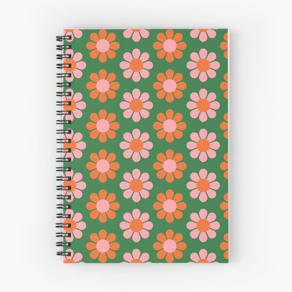 Aperçu de l'œuvre Fleurs Pop Mod rétro en vert, rose et orange créée et vendue par OpalEllery.