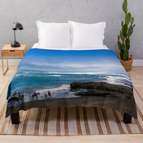 Item preview, Three horseback riders from Ricochet Ridge Ranch enjoy Ten Mile Beach on the Pacific Coast. Fort Bragg, California designed and sold by OrcaNature.