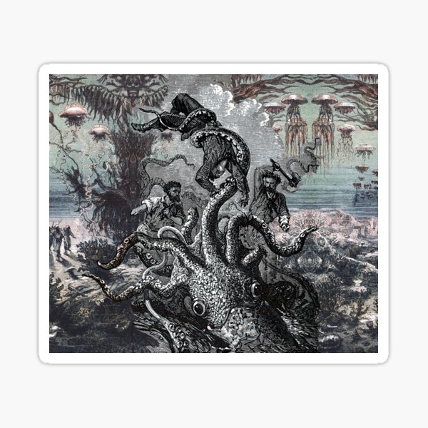 Item preview, GIANT SQUID GRASPS A SAILOR  Twenty Thousand Leagues Under the Sea,Crespo Island designed and sold by BulganLumini.