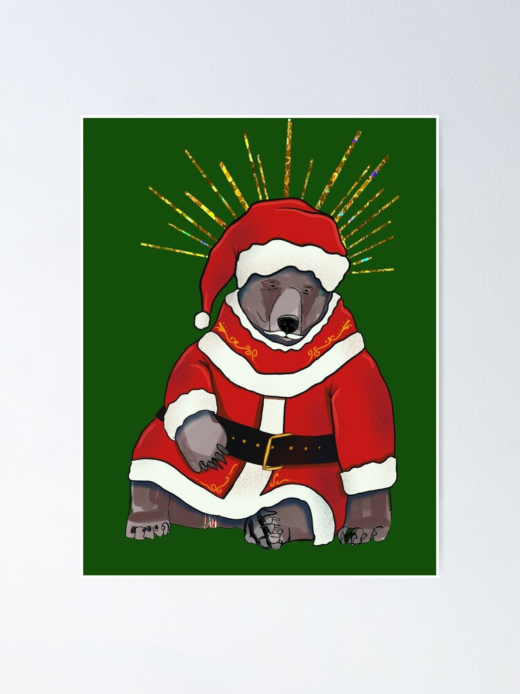 "Santa Bear" Poster by marleywrightart Redbubble