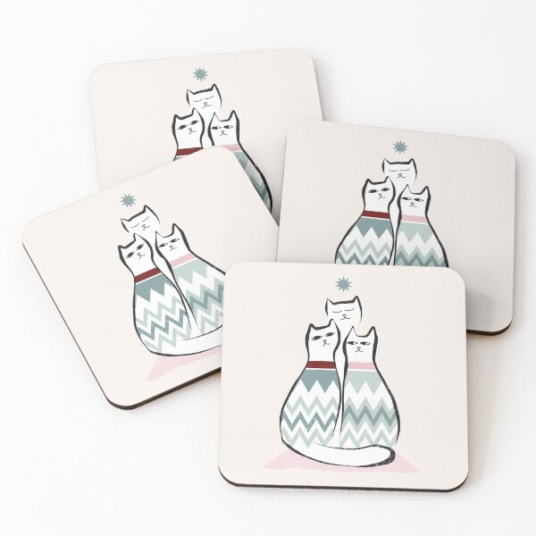 Item preview, Merry Christmas Tree line-art with Cats - Christmas decor designed and sold by Dominiquevari.