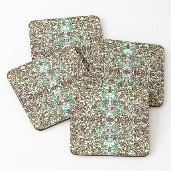Item preview, Jasmine Flowers by William Morris - Faded Grey Green Red Floral Vintage Pattern Variation designed and sold by PatternPerfect.