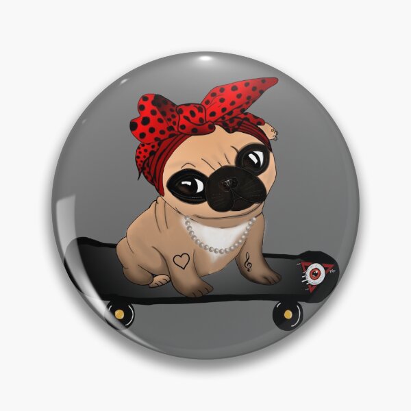 Item preview, Rockabilly Pug on Skateboard  designed and sold by DemonicGloom.