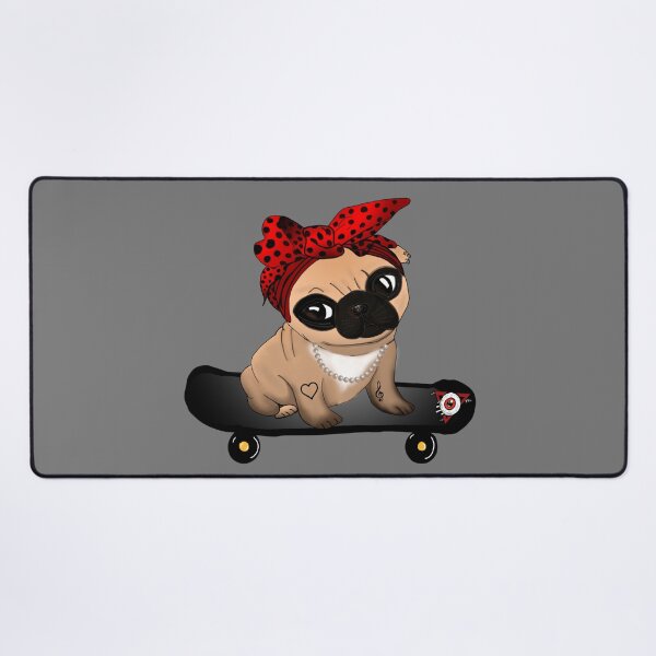Item preview, Rockabilly Pug on Skateboard designed and sold by DemonicGloom.