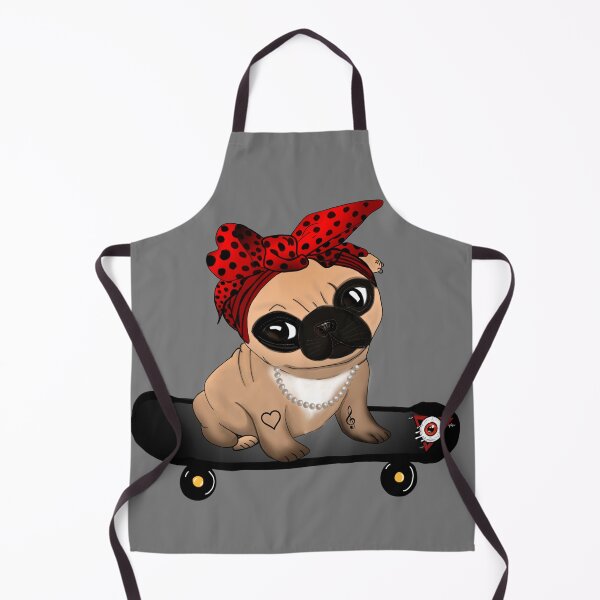 Item preview, Rockabilly Pug on Skateboard designed and sold by DemonicGloom.