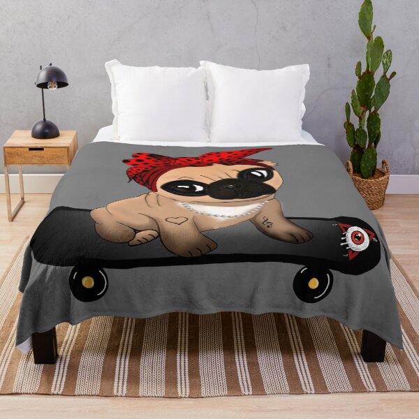 Item preview, Rockabilly Pug on Skateboard designed and sold by DemonicGloom.