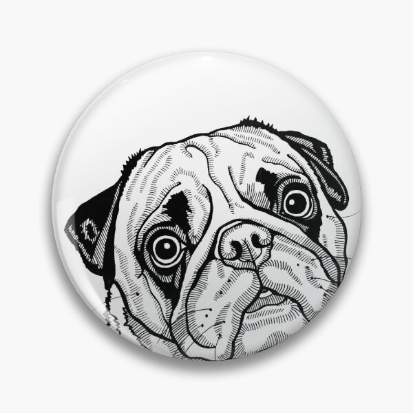 Item preview, Sweet Pug Dog Line Drawing, Pug Puppy Black and White Pop Art designed and sold by Pop Zoo.