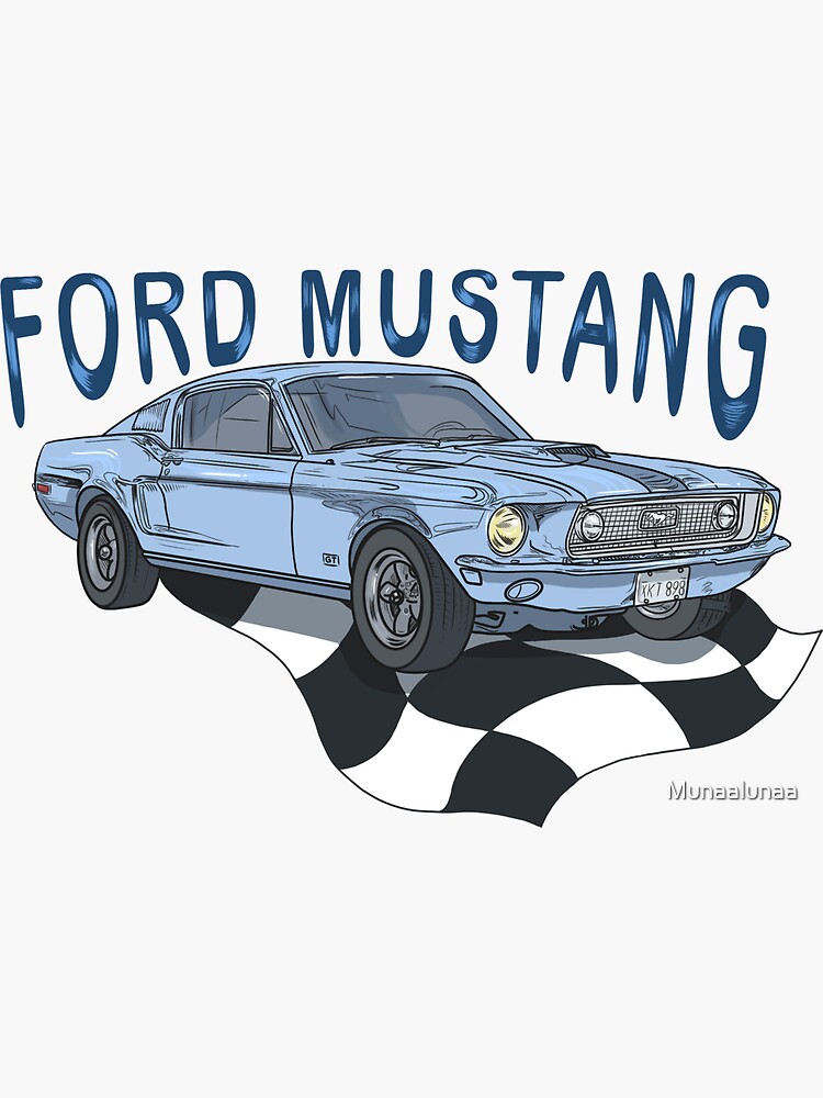 "Ford Mustang car drawing (no background)" Sticker for Sale by