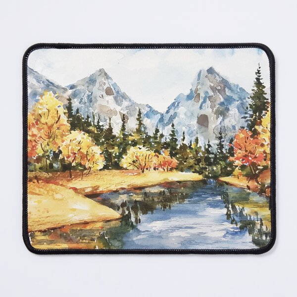 Item preview, Beautiful Watercolor River And Mountain Landscape designed and sold by Vector Scout Lab.