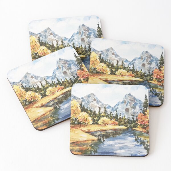 Item preview, Beautiful Watercolor River And Mountain Landscape designed and sold by Vector Scout Lab.