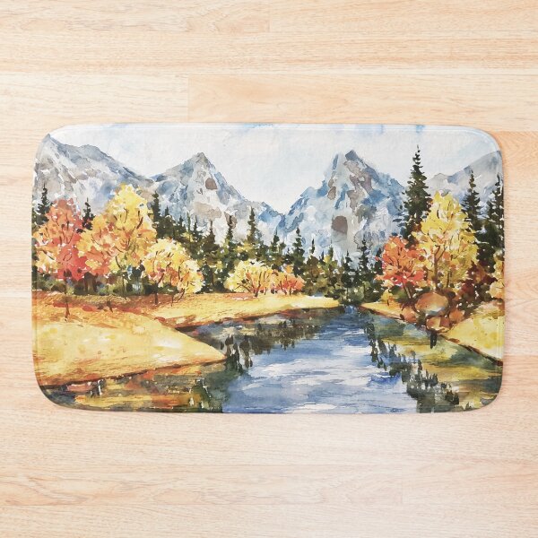 Item preview, Beautiful Watercolor River And Mountain Landscape designed and sold by Vector Scout Lab.