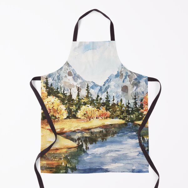Item preview, Beautiful Watercolor River And Mountain Landscape designed and sold by Vector Scout Lab.