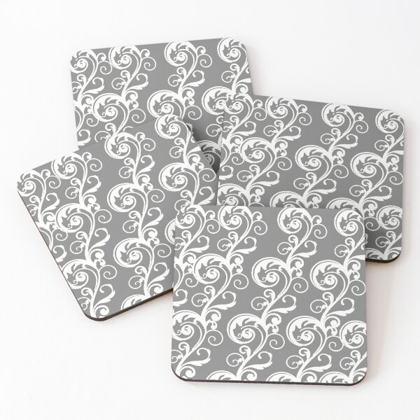 Item preview, DECORATIVE WHITE-GREY ROLLING SCROLLS ART PATTERNS designed and sold by sharlesart.