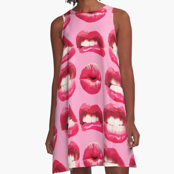 Item preview, Sexy girl lips teeth bite lipstick red mouth pink designed and sold by CurtisMena.