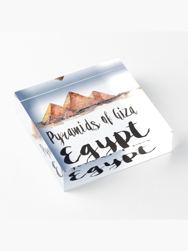 Alternate view of Pyramids of Giza watercolor Acrylic Block
