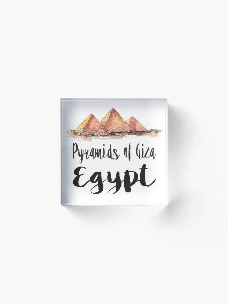 Alternate view of Pyramids of Giza watercolor Acrylic Block