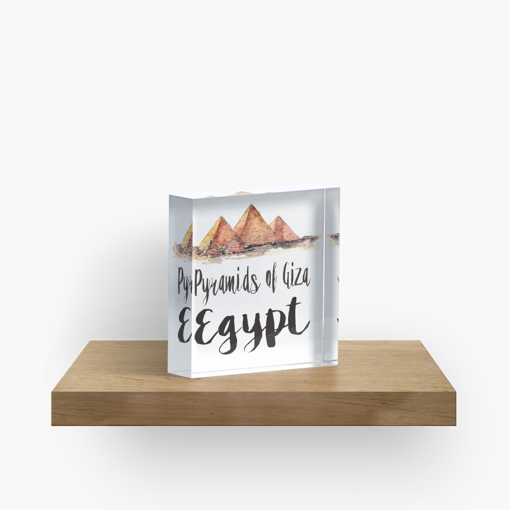 Pyramids of Giza watercolor Acrylic Block