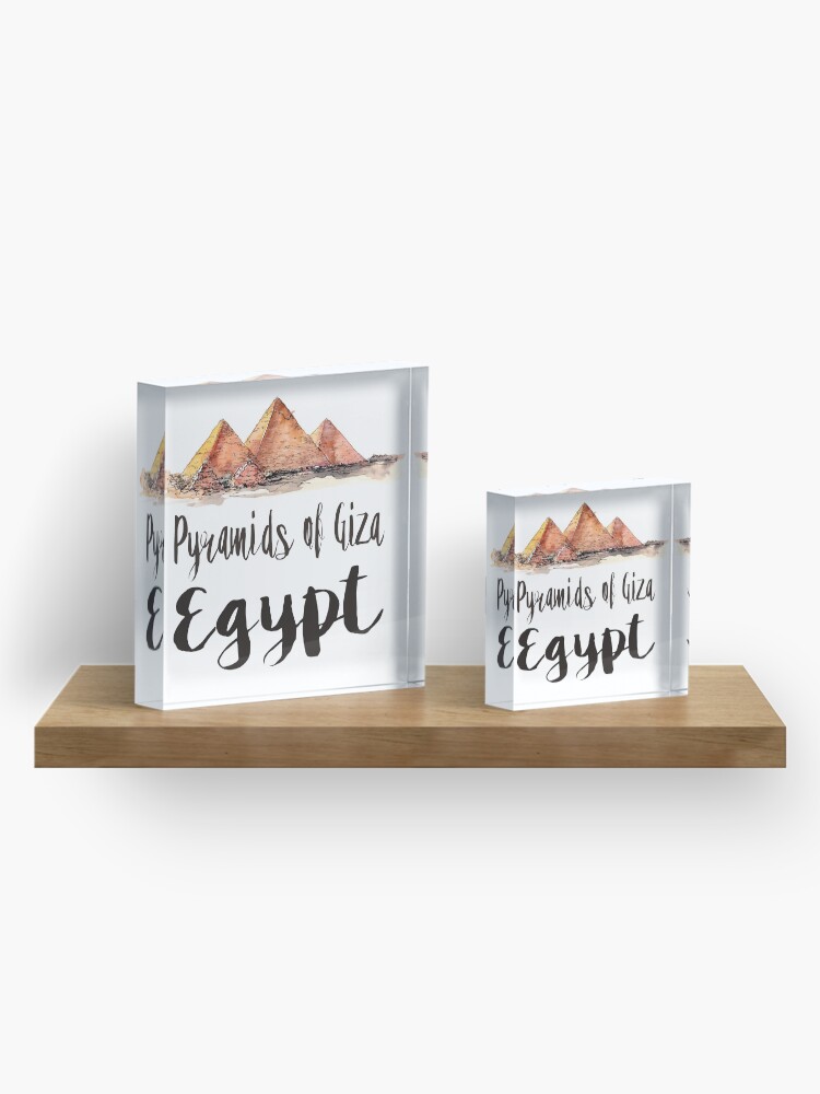 Alternate view of Pyramids of Giza watercolor Acrylic Block
