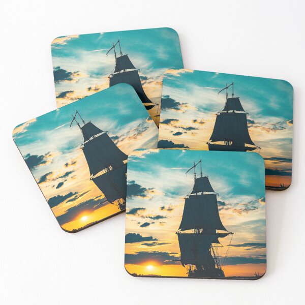 Item preview, The Frigate Shtandar in calm weather sailing sunset time Riga Latvia designed and sold by RaimondKlavins.