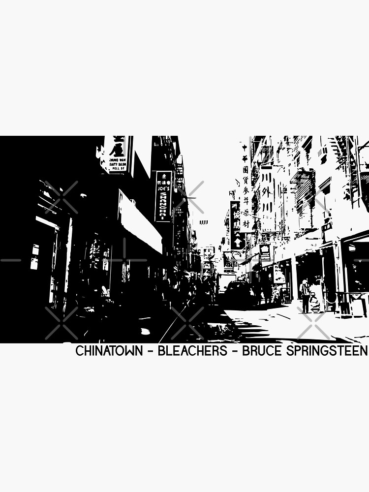 "Chinatown Bleachers and Springsteen Graphic Design" Sticker for Sale