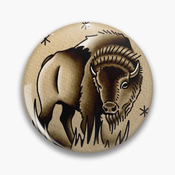 Artikelvorschau, Bison Buffalo Tattoo Tierblitz entworfen und verkauft von Victor Moore.