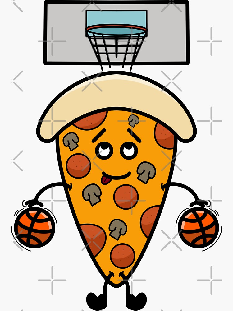 "Pizza playing basketball" Sticker by jastmood Redbubble