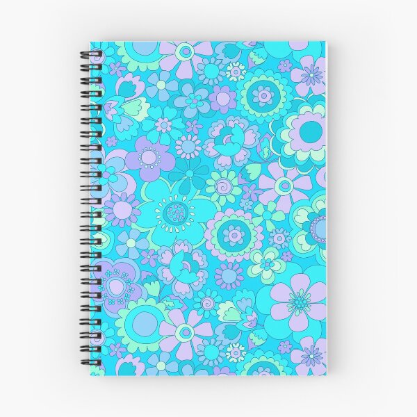 Item preview, 175 Sixties Flowers turquoise and purple designed and sold by Cressidacarr.