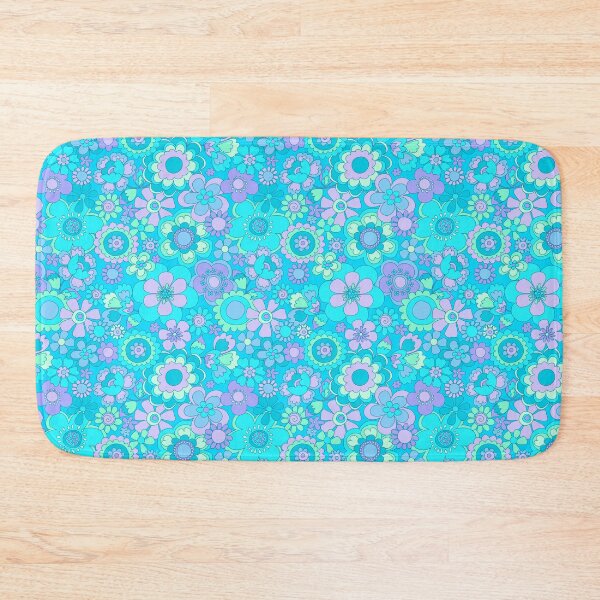 Item preview, 175 Sixties Flowers turquoise and purple designed and sold by Cressidacarr.