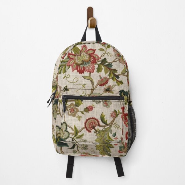 Item preview, Red Green Jacobean Floral Embroidery Pattern designed and sold by Vicky Brago-Mitchell®.