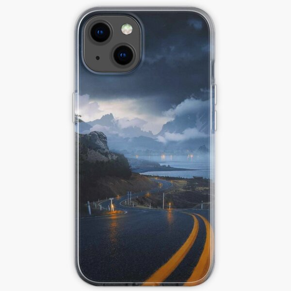 Cloudy road scenery  iPhone Soft Case