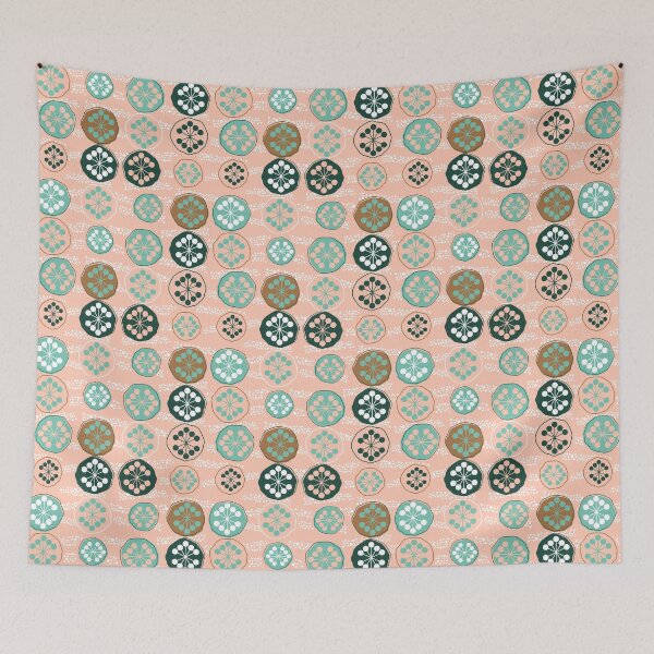 Item preview, Mid Century Abstract Floral in Pink, Mint Green, and Bronze designed and sold by vinpauld.