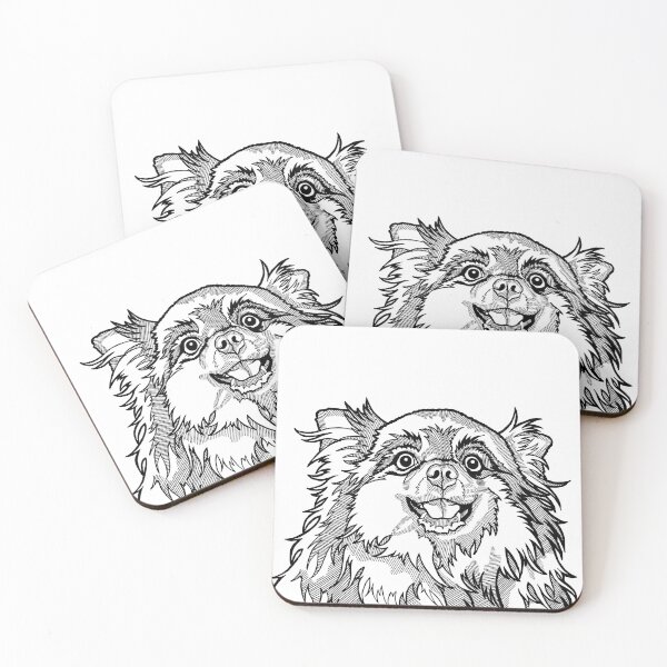 Item preview, Sassy Pomeranian Dog Art, Black and White Line Drawing of Pop Art Pomeranian designed and sold by Pop Zoo.