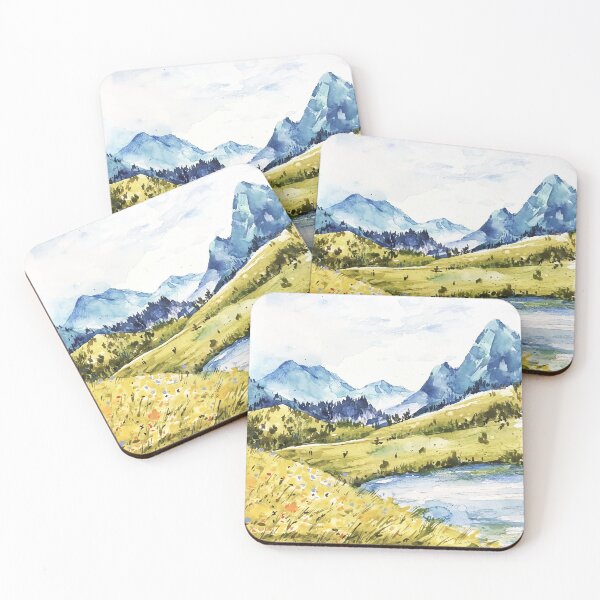 Item preview, Beautiful Watercolor Mountains Landscape designed and sold by Vector Scout Lab.