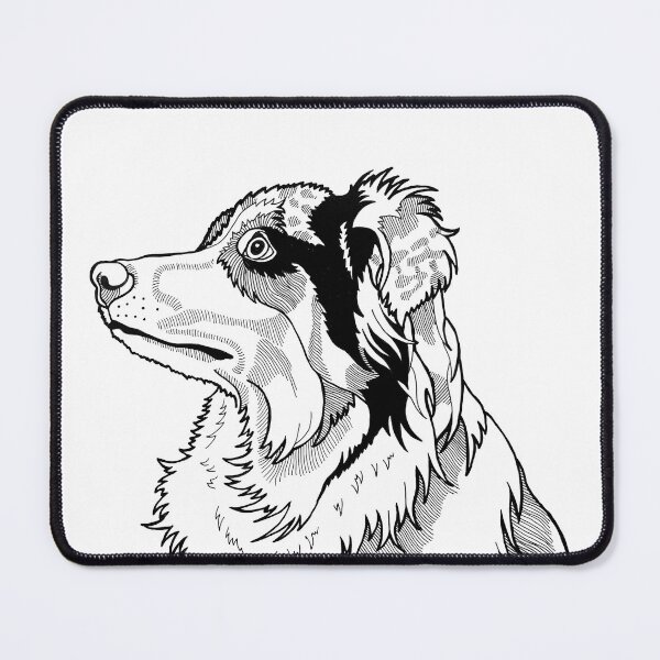 Item preview, Regal Australian Shepherd Dog Line Drawing, Black and White Pop Art Aussie Dog designed and sold by Pop Zoo.
