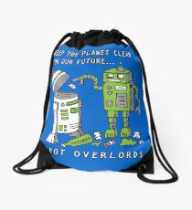 Robot Earth Drawstring Bag