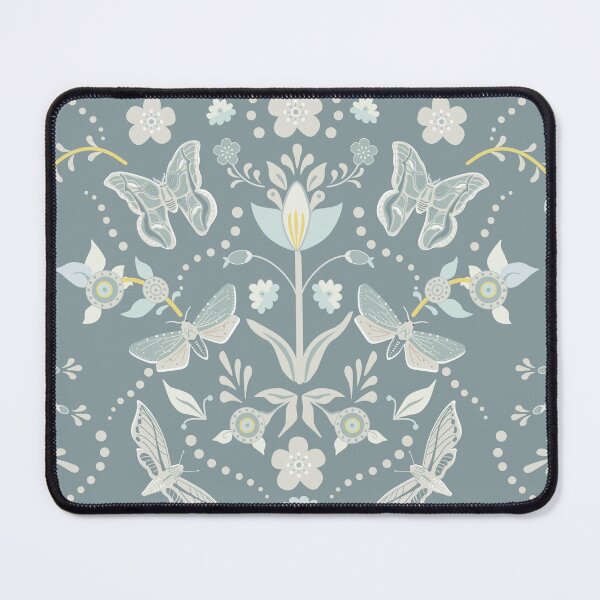 Item preview, Swedish Moth Damask in Neutral Grays and Blues designed and sold by vinpauld.