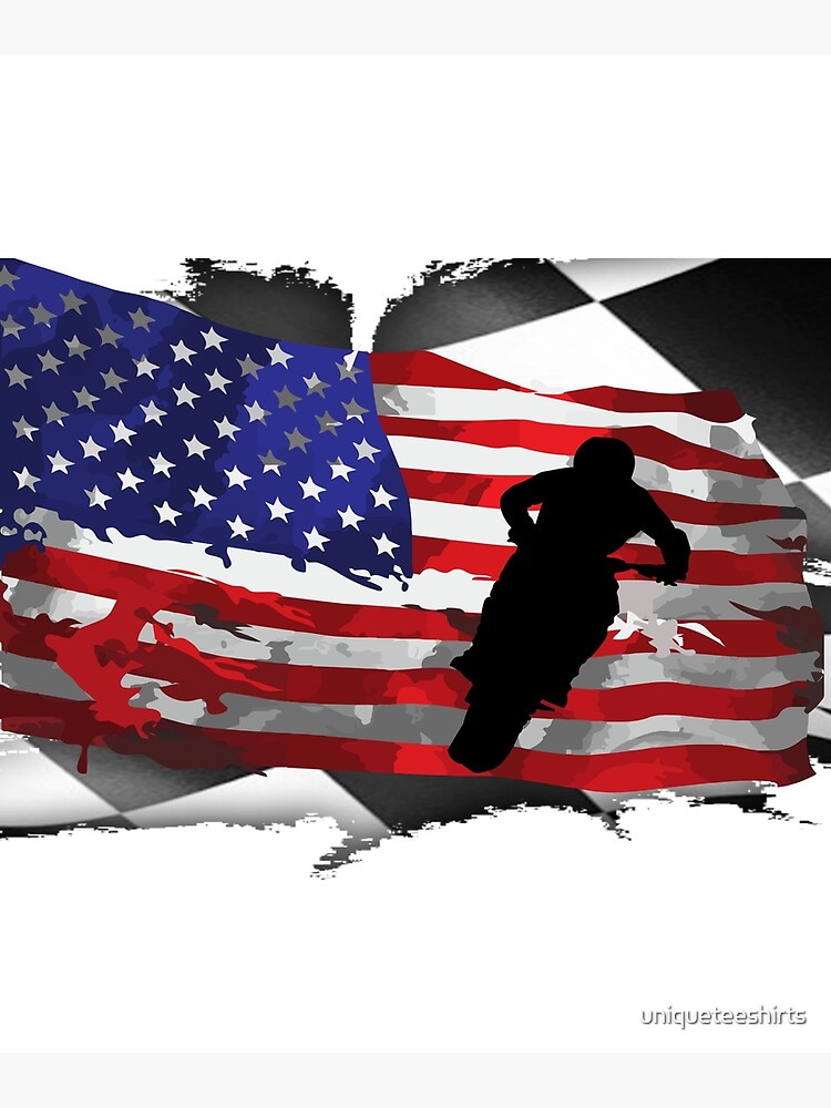 "Born to Ride Motocross x Dirt Bike Motorcycle Racing USA Flag" Poster