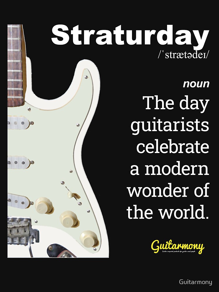 Thumbnail 7 of 7, Essential T-Shirt, Straturday - White Text designed and sold by Guitarmony.