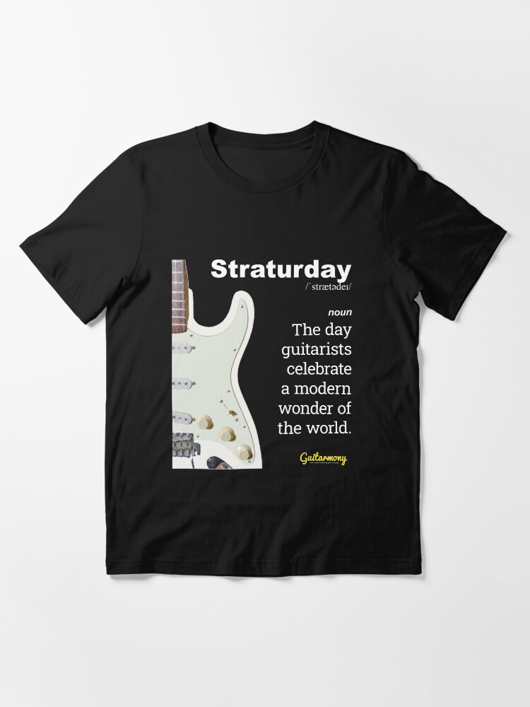 Thumbnail 2 of 7, Essential T-Shirt, Straturday - White Text designed and sold by Guitarmony.