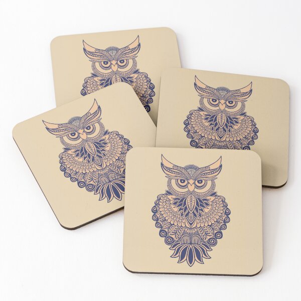 Item preview, Intricate mandala owl design blue designed and sold by Advaya  Arts.