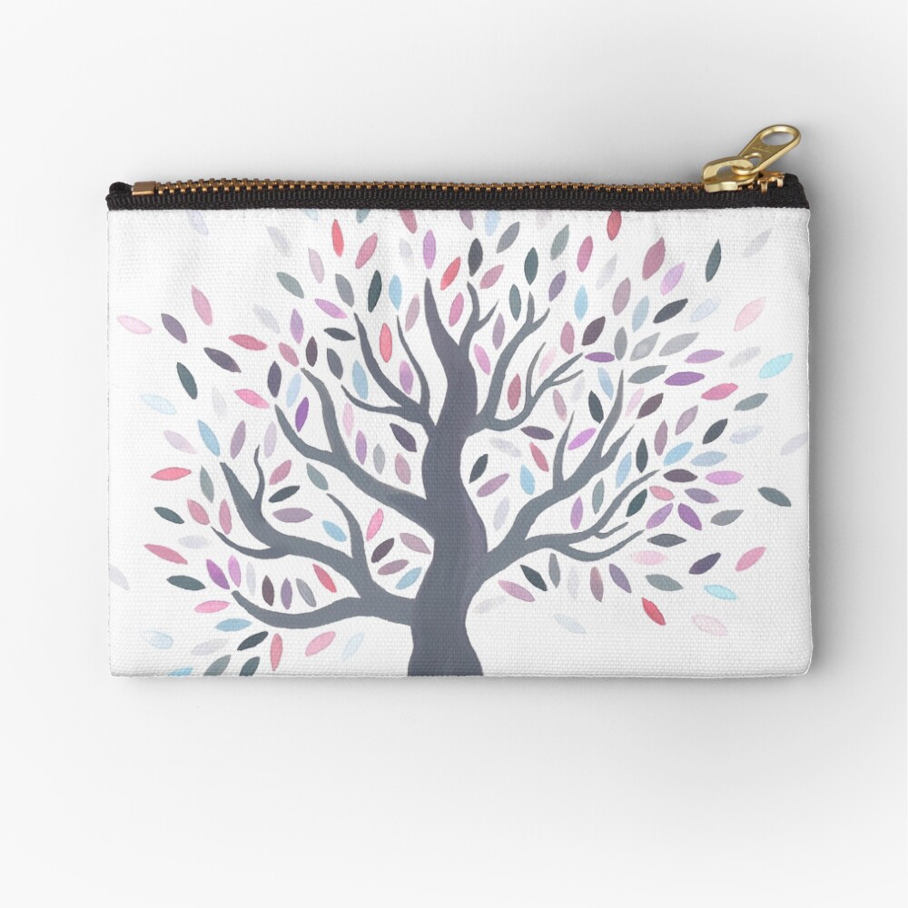 Multicolored tree of spring Zipper Pouch