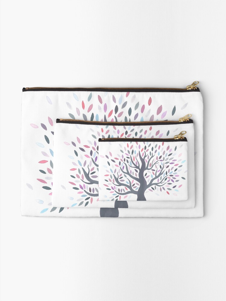 Alternate view of Multicolored tree of spring Zipper Pouch