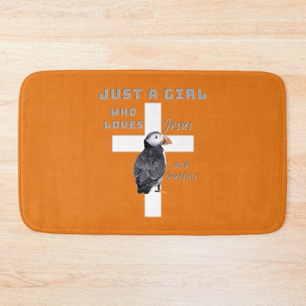 Item preview, Just A Girl Who Loves Jesus and Puffins designed and sold by TheKingdomAttic.