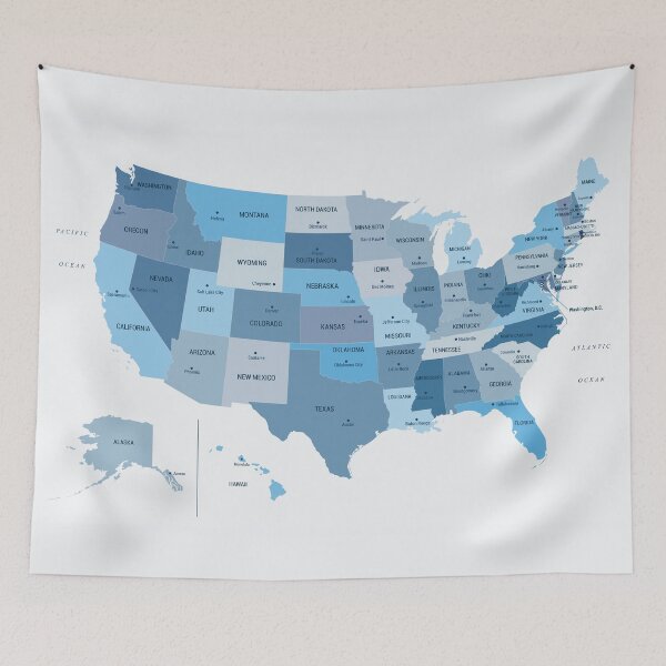 Item preview, US Map in Blue designed and sold by UrbanEpiphany.