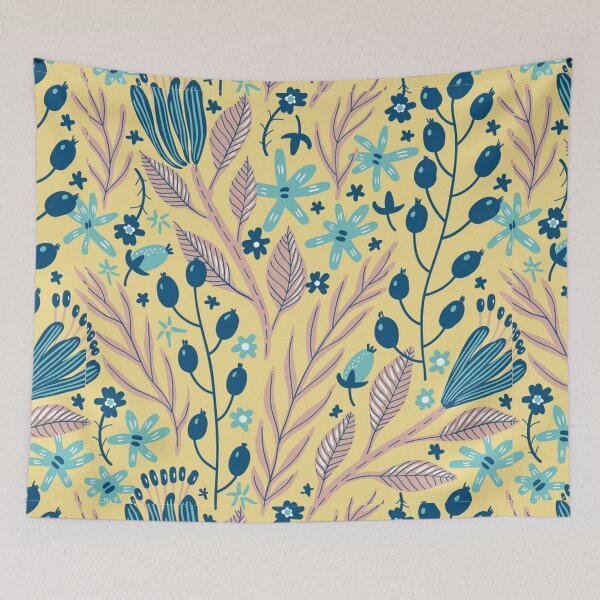 Item preview,  Abstract Botanical Pattern - Mixed Leaves, Flowers and Berries. Seamless Plants and Berries designed and sold by silviaol.