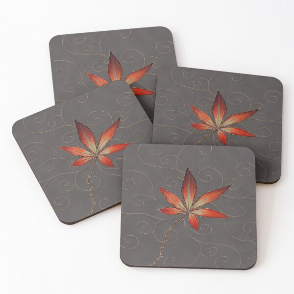 Item preview, Maple leaf on gray with gold filigree designed and sold by Molin223.