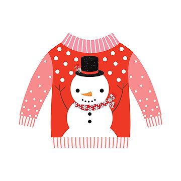 Cute Red and White Snowman Ugly Christmas Sweater