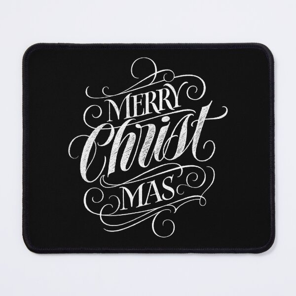 Merry CHRIST Mas Religious Christmas Chalkboard Lettering - Christian - Chalk - Calligraphy Mouse Pad