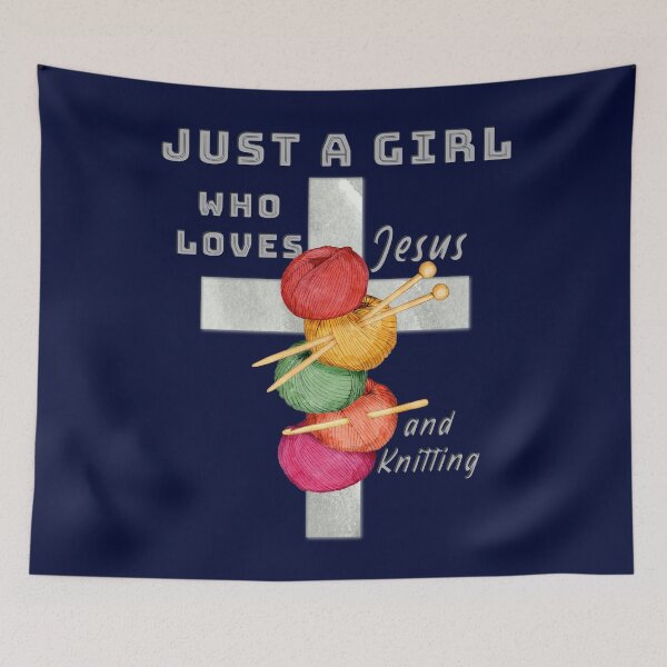 Item preview, Just A Girl Who Loves Jesus and Knitting! designed and sold by TheKingdomAttic.